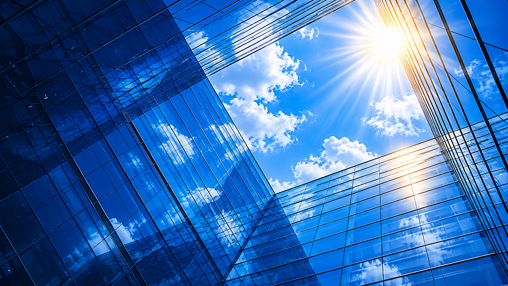 Modern glass architecture representing global precision and structure